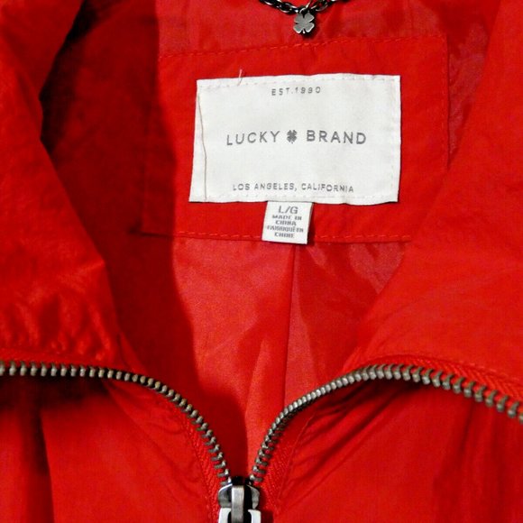Lucky Brand Jacket Red Nylon Wind Rain Warm Long Sleeve size L - Picture 4 of 10